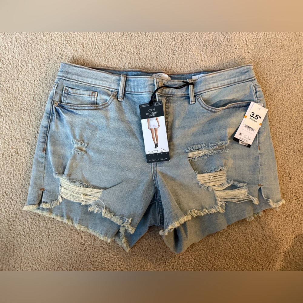 Sofia by Sofia Vergara Light Blue Distressed Jean Shorts